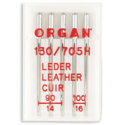 Organ 130/705 H LL Leather, пять игл ассорти для кожи для бытовых швейных машин Organ 130/705 H LL Leather, пять игл ассорти для кожи для бытовых швейных машин