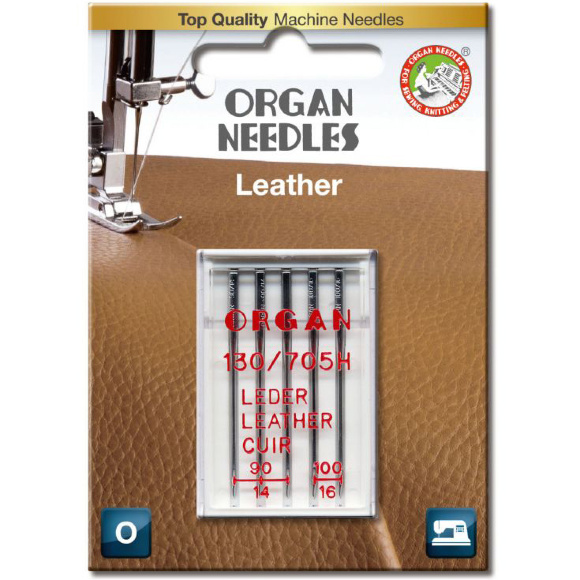 Organ 130/705 H LL Leather, пять игл ассорти для кожи для бытовых швейных машин Organ 130/705 H LL Leather, пять игл ассорти для кожи для бытовых швейных машин
