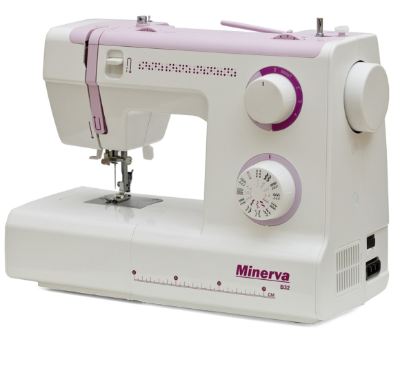 Minerva B32, бытовая швейная машинка с вертикальным челноком и автоматической петлей Minerva B32, бытовая швейная машинка с вертикальным челноком и автоматической петлей
