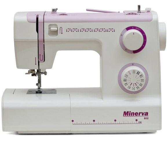 Minerva B32, бытовая швейная машинка с вертикальным челноком и автоматической петлей Minerva B32, бытовая швейная машинка с вертикальным челноком и автоматической петлей