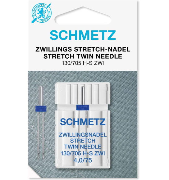 Schmetz 130/705 H-S ZWI Stretch, подвійна голка для еластичного трикотажу з міжголковою відстанню 4 міліметри Schmetz 130/705 H-S ZWI Stretch, подвійна голка для еластичного трикотажу з міжголковою відстанню 4 міліметри