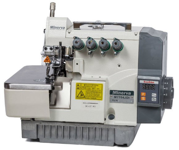 Minerva M7704JDI, высокоскоростной четырехниточный промышленный оверлок с встроенным энергосберегающим сервомотором