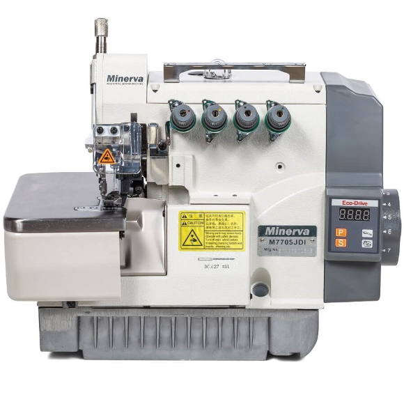 Minerva M7705JDI, високошвидкісний п'ятинитковий промисловий оверлок із вбудованим енергозберігаючим сервомотором