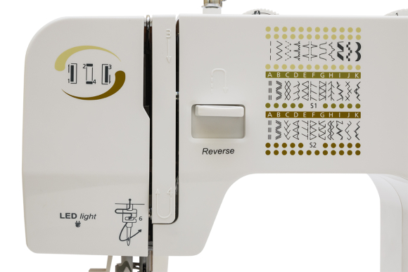 Minerva M320, бытовая швейная машинка с вертикальным челноком и полуавтоматической петлей