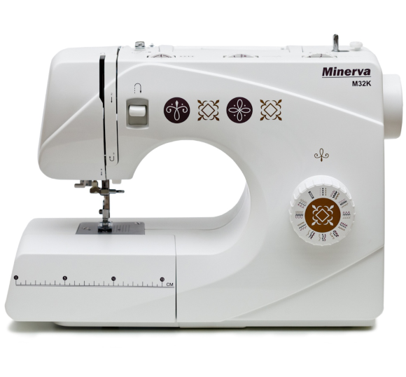Minerva M32K, бытовая швейная машина с вертикальным челноком и автоматической петлей