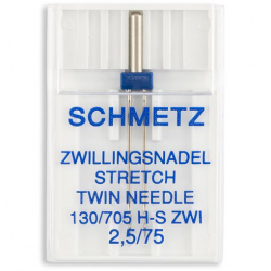 Schmetz 130/705 H-S ZWI Stretch, подвійна голка для еластичного трикотажу з міжголковою відстанню 2.5 міліметра Schmetz 130/705 H-S ZWI Stretch, подвійна голка для еластичного трикотажу з міжголковою відстанню 2.5 міліметра