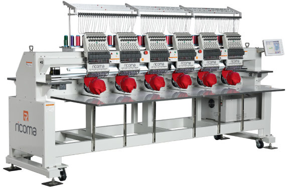Ricoma CHT-1206, шестиголова промислова вишивальна машина з полем вишивки 2400 x 450 мм