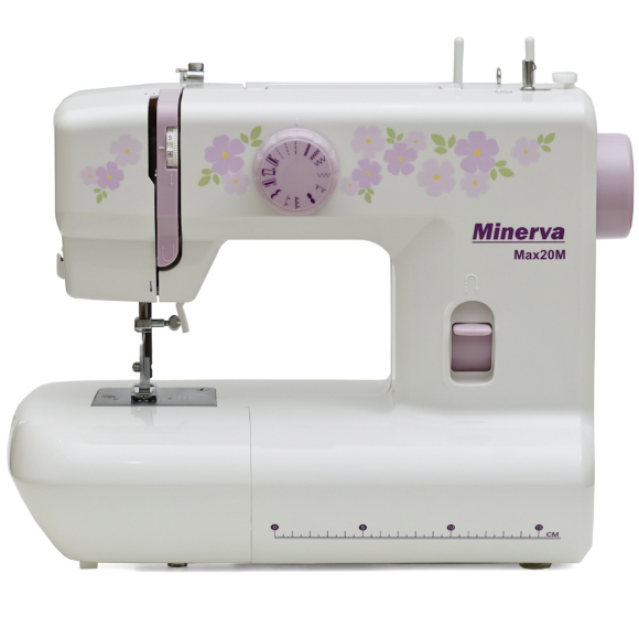 Minerva MAX 20M, електрична швейна машинка з вертикальним човником та напівавтоматичною петлею