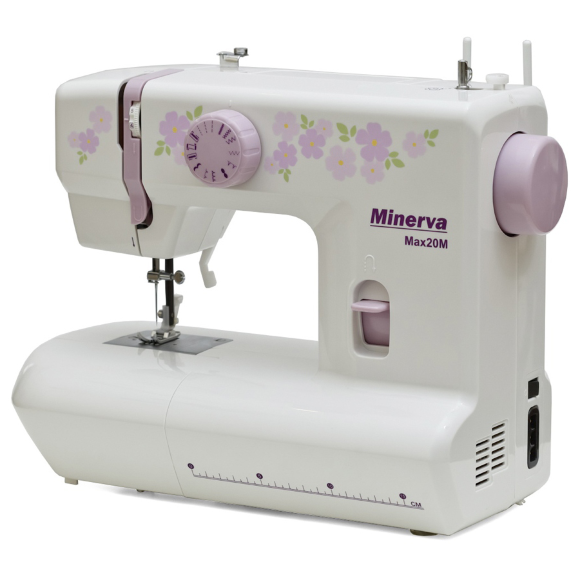 Minerva MAX 20M, електрична швейна машинка з вертикальним човником та напівавтоматичною петлею
