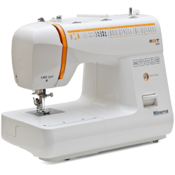 Minerva Next 363D, побутова швейна машина з вертикальним човником та напівавтоматичною петлею