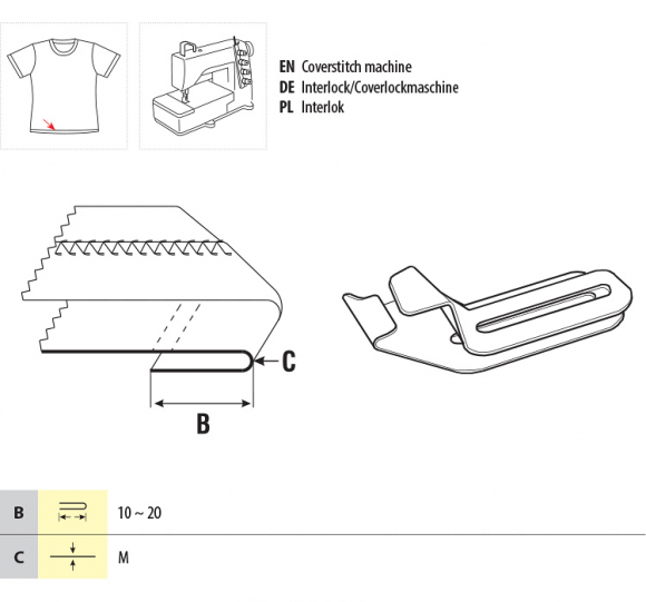 UMA-53-A, приспособление для подгибки края на распошивальной машине
