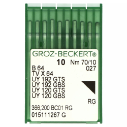 Groz-Beckert TVx64 RG, универсальные иглы для двухигольных машин цепного стежка с П-образной платформой