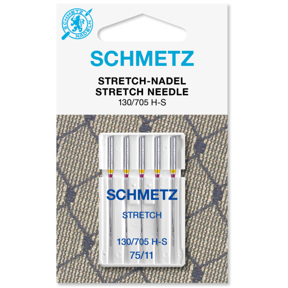 Schmetz 130/705 H-S Stretch, пять игл для эластичного трикотажа одного размера для бытовых швейных машин Schmetz 130/705 H-S Stretch, пять игл для эластичного трикотажа одного размера для бытовых швейных машин