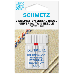 Schmetz 130/705 H ZWI Universal, універсальна подвійна голка з міжголковою відстанню 2.5 міліметра Schmetz 130/705 H ZWI Universal, універсальна подвійна голка з міжголковою відстанню 2.5 міліметра