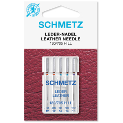 Schmetz 130/705 H LL Leather, пять игл ассорти для кожи для бытовых швейных машин Schmetz 130/705 H LL Leather, пять игл ассорти для кожи для бытовых швейных машин