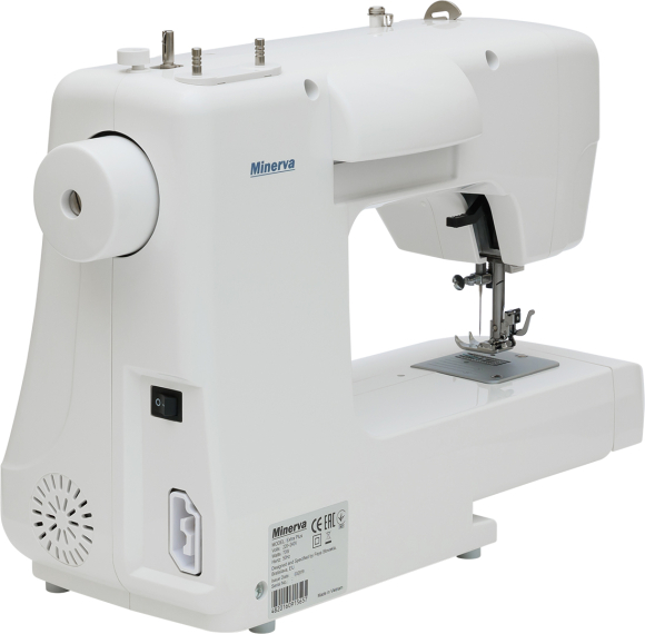 Minerva Extra Plus, швейная машина для дома с вертикальным челноком и полуавтоматической петлей
