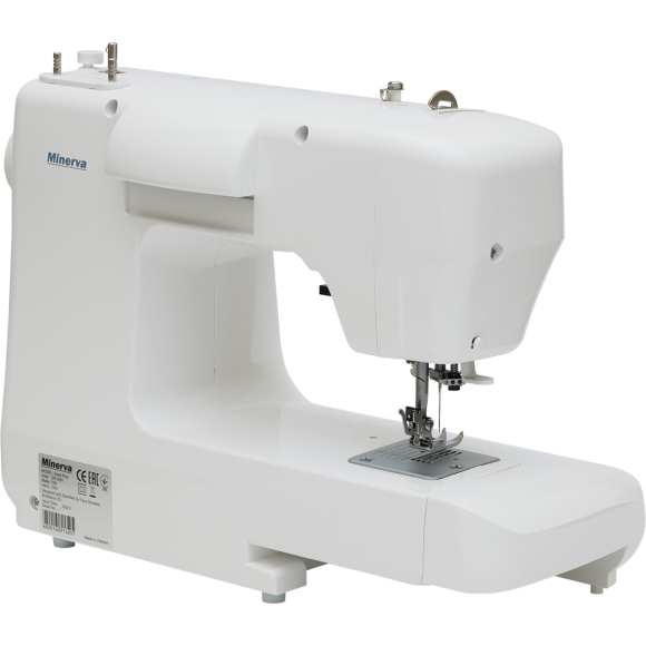 Minerva Extra Plus, швейная машина для дома с вертикальным челноком и полуавтоматической петлей
