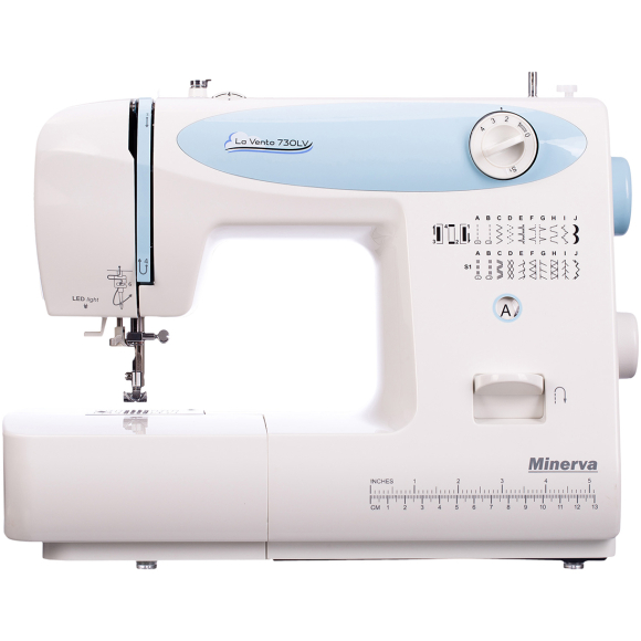 Minerva La Vento 730LV, бытовая швейная машина с вертикальным челноком и полуавтоматической петлей Minerva La Vento 730LV, бытовая швейная машина с вертикальным челноком и полуавтоматической петлей