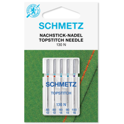 Schmetz 130/705 H-N Topstitch, пять игл ассорти для стежки для бытовых швейных машин
