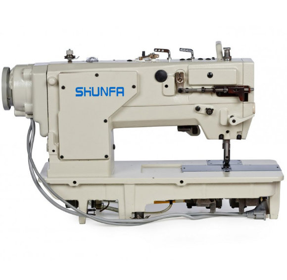 Shunfa SF 8451, двоголкова швейна машина для середніх та важких тканин, з вбудованим сервомотором та функцією відключення голок