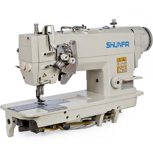 Shunfa SF 8751, двухигольная машина для средних и тяжелых тканей, со встроенным сервомотором и функцией отключения игл