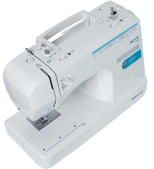 Minerva Next 421A, бытовая швейная машина с вертикальным челноком и автоматической петлей Minerva Next 421A, бытовая швейная машина с вертикальным челноком и автоматической петлей
