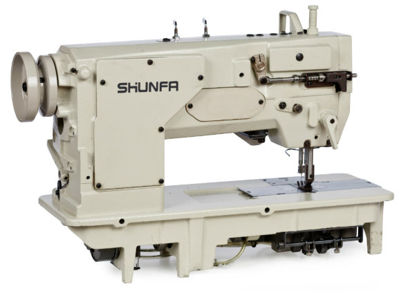 Shunfa SF 875-H, двоголкова машинка для середніх і важких тканин, зі збільшеними човниками і відключаємим голководієм