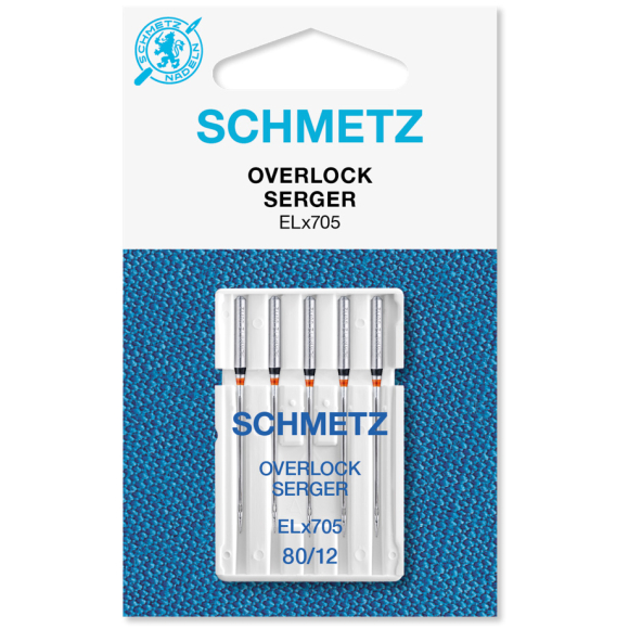 Schmetz ELx705, п'ять універсальних голок одного розміру для побутових оверлоків та розпошивальних машин Schmetz ELx705, п'ять універсальних голок одного розміру для побутових оверлоків та розпошивальних машин